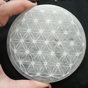 Flower of Life Selenite Charging Plate